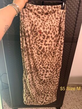 Leopard Print Midi Skirt - Brown/Cream